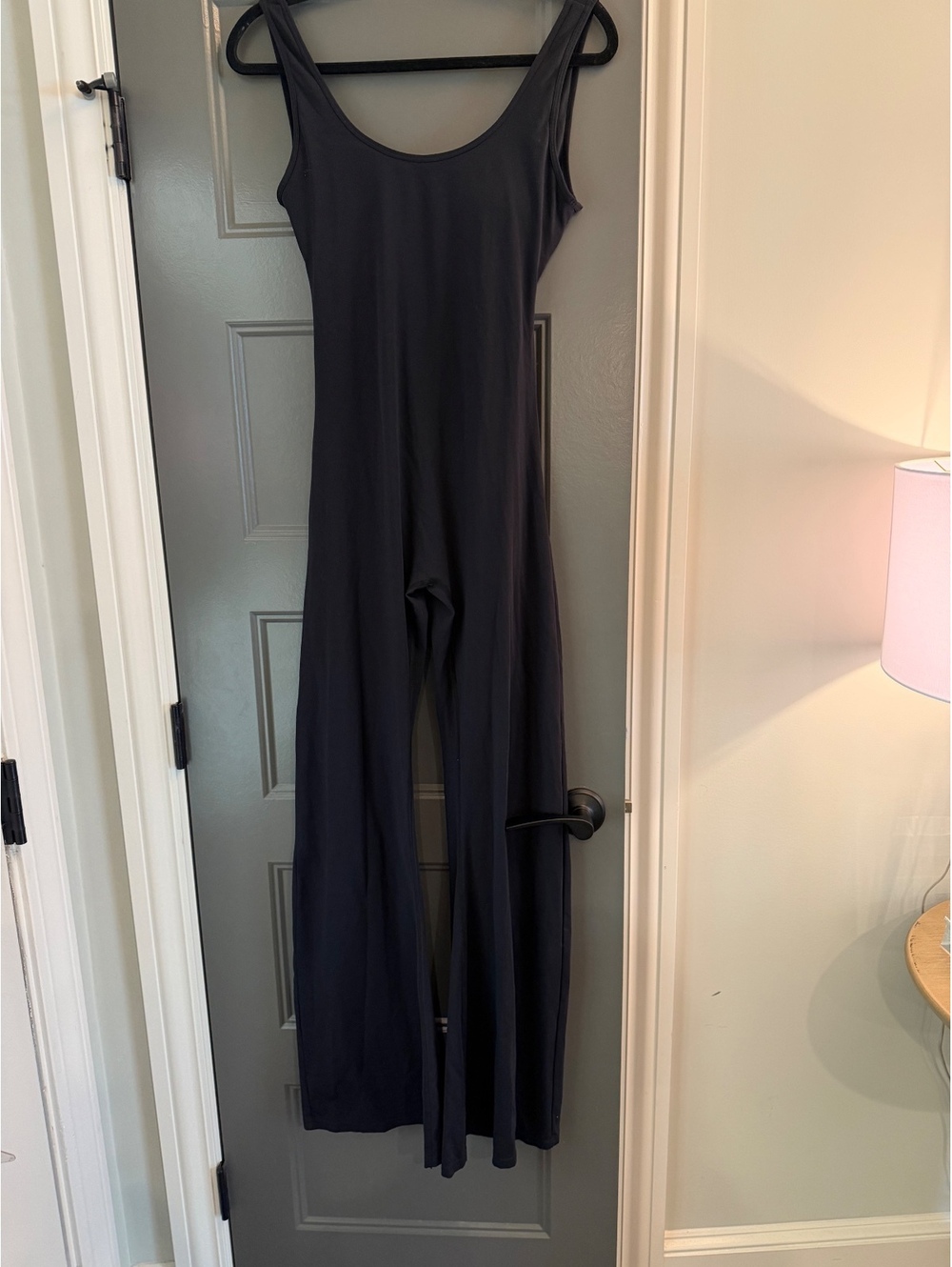 Black Sleeveless Wide-Leg bodysuit catsuit TALL Open Back Detail